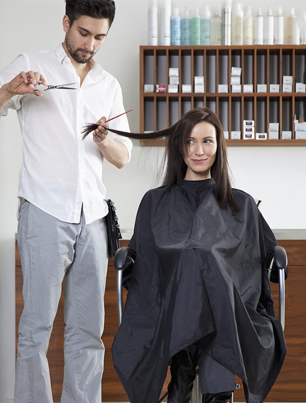 Large Salon Hair Cutting Cape with Neck Duster Brush for Men Women Kids