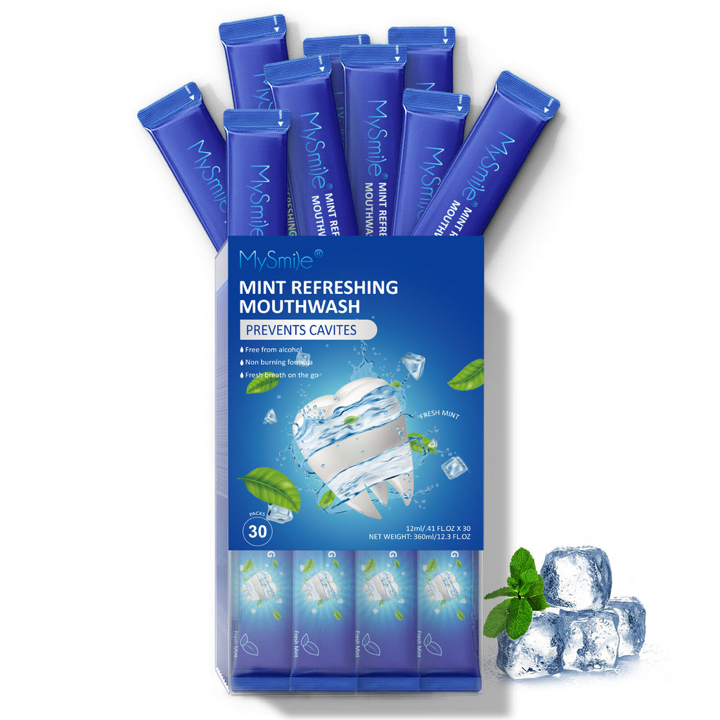 Alcohol-Free Mouthwash Packets for Bad Breath & Healthy Gums - 30 Individually Wrapped Shots