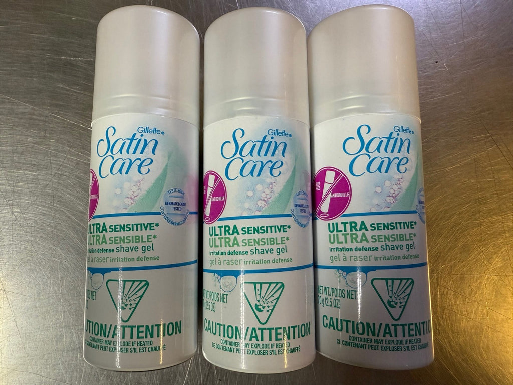 Gillette Satin Care Ultra Sensitive Shave Gel - 3 Pack, 2.5oz Each