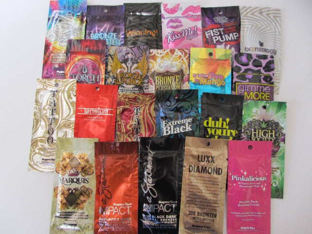 Assorted Tanning Lotion Pack - 10 Variety Pack of Bronzer, Tingle, Shimmer Lotions