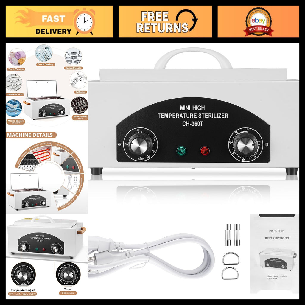 High-Temperature Dry Heat Sterilizer for Nail and Dental Tools 1.5L Capacity