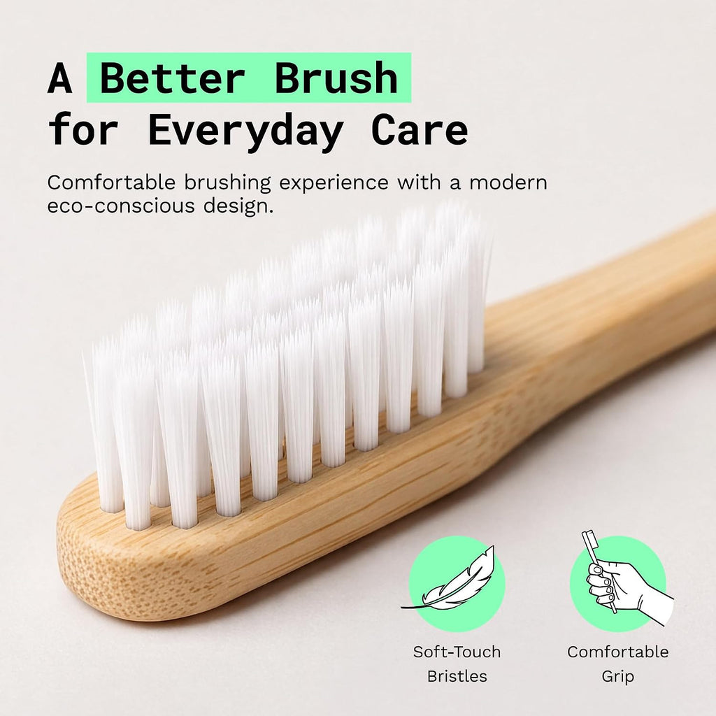 Eco-Friendly Bamboo Toothbrush Set - 6 Pack Plant-Based & Compostable Oral Care