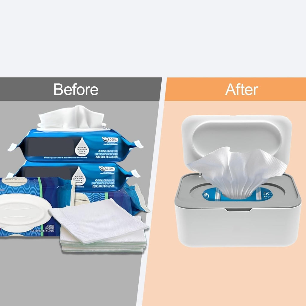 Flushable Wipes Dispenser for Cottonelle - Leak-Proof Bathroom Holder in White & Grey