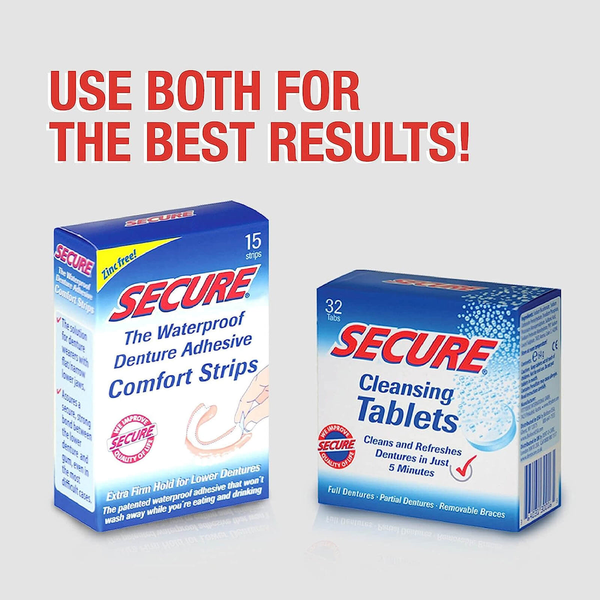 Waterproof Denture Adhesive Strips - Secure Fit, 15 Count