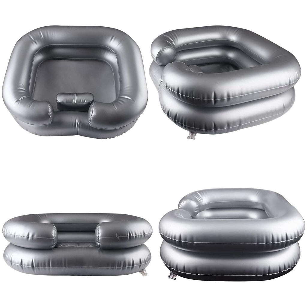 Inflatable Portable Hair Washing Basin with Drain Tube & Air Pump for Elderly & Bedside Use