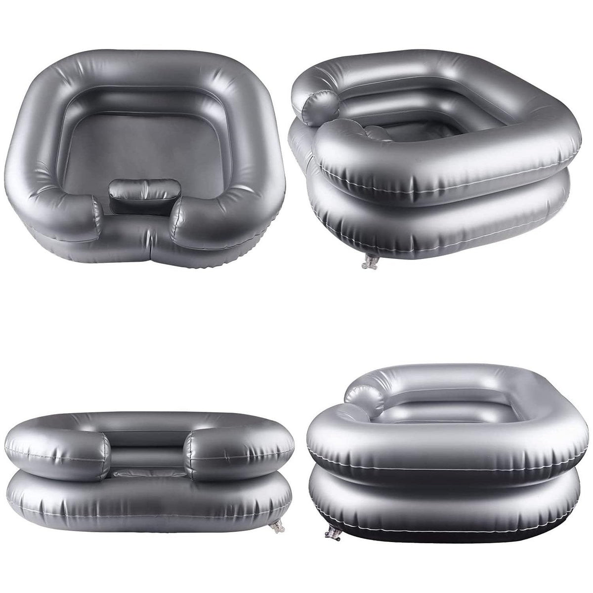 Inflatable Portable Hair Washing Basin with Drain Tube & Air Pump for Elderly & Bedside Use
