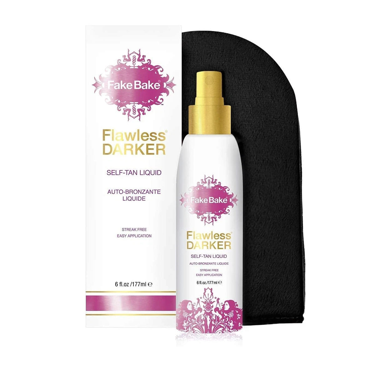 Dark Self Tanning Liquid - Fast-Drying Vegan-Friendly Bronzer with Applicator Mitt
