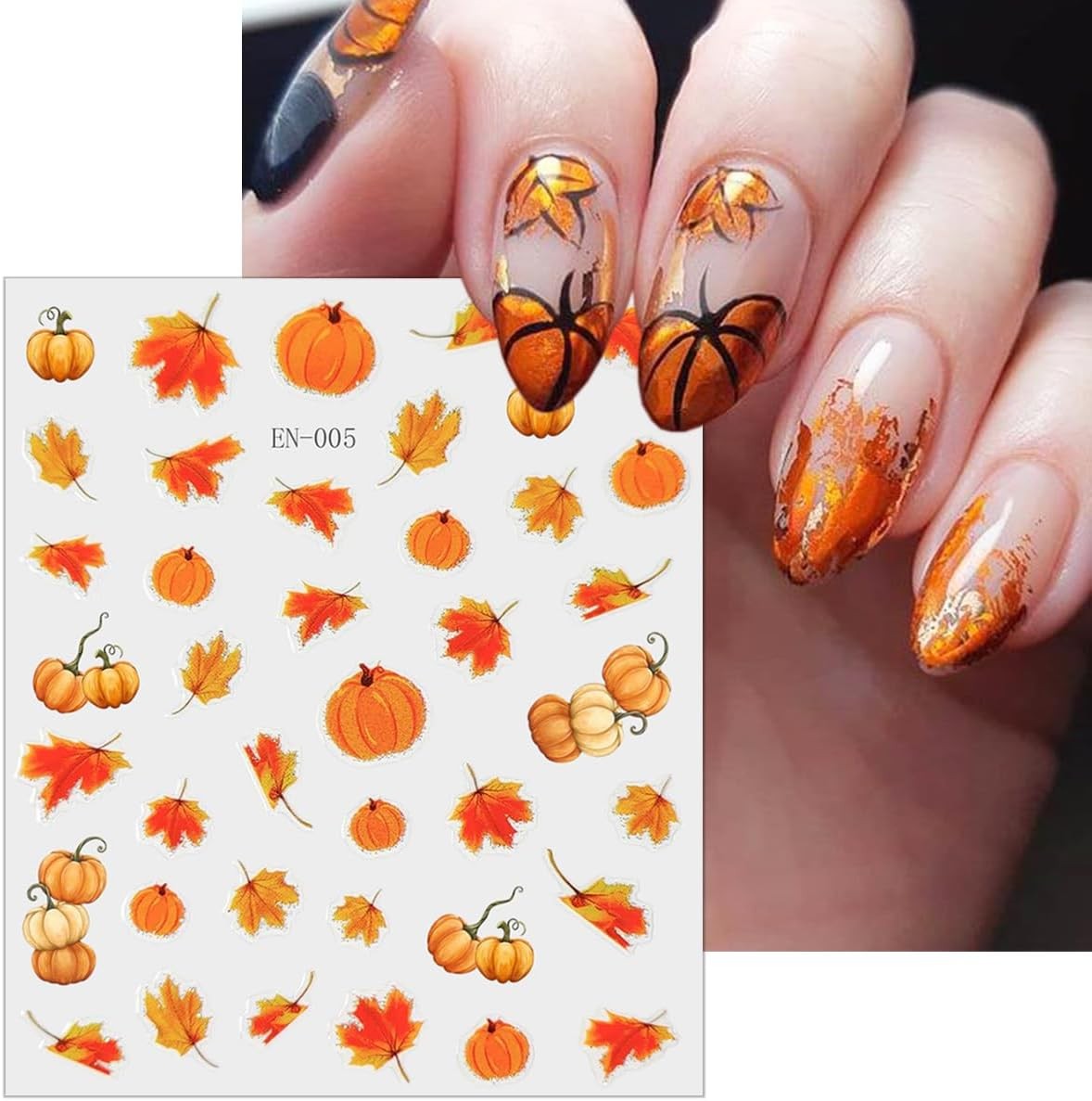 Autumn Maple Leaf Nail Stickers Set for Fall Nail Art - 6 Sheets