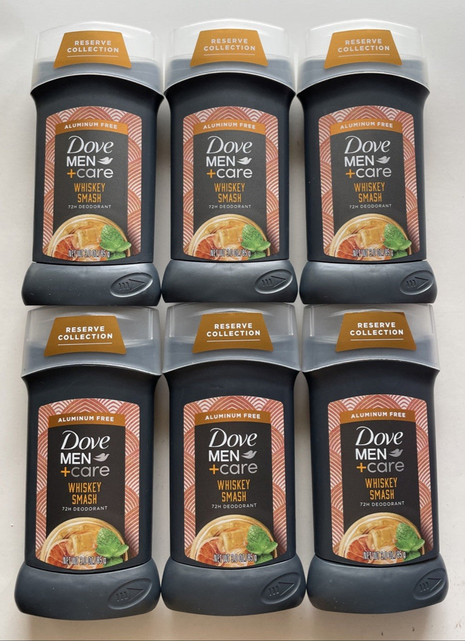 Dove Men + Care Whiskey Smash Deodorant Stick 72H Aluminum-Free 3 oz - Pack of 6
