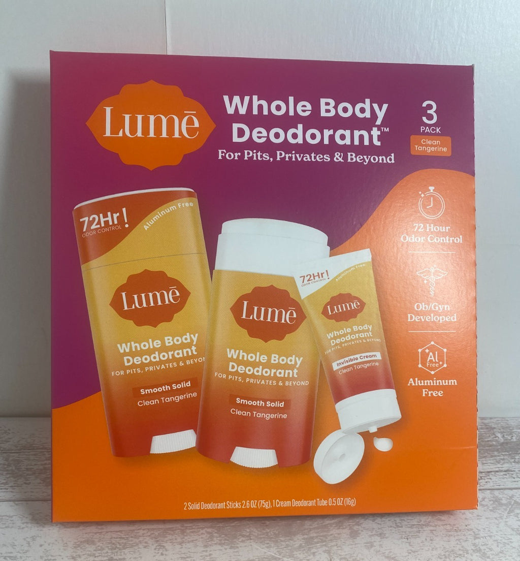 3 Pack Natural Whole Body Deodorant Stick - Tangerine Scent 2.6oz