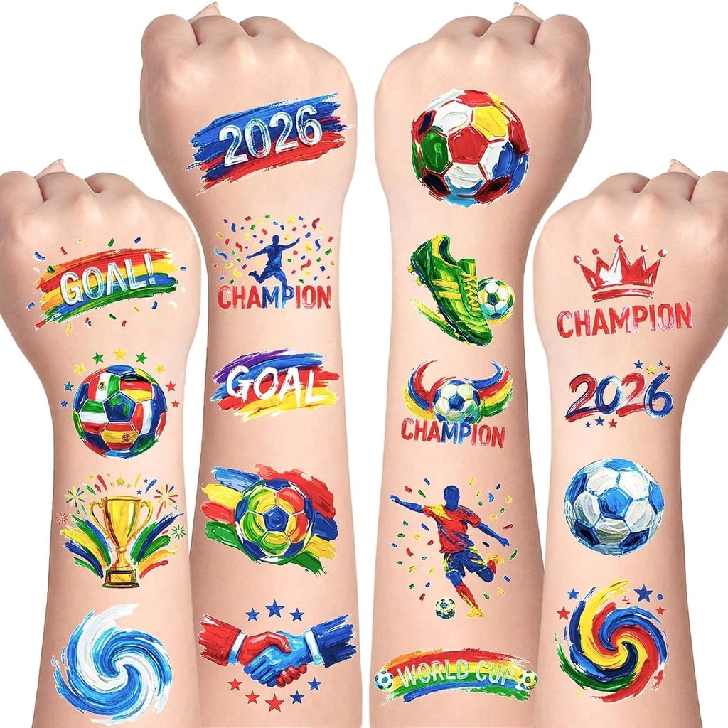 Temporary Soccer Tattoos Set - 45 Vibrant Oil Painting Style Assorted Designs