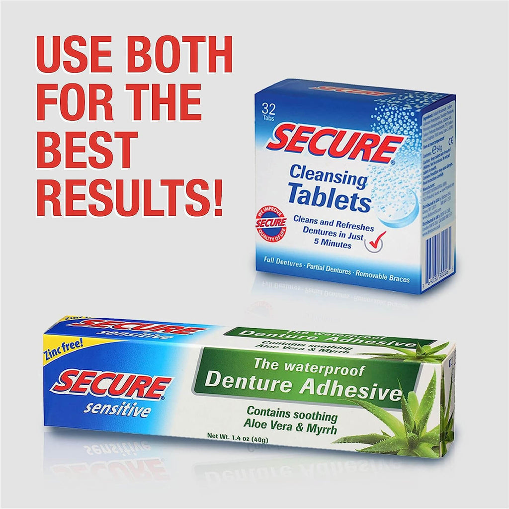 Waterproof Denture Adhesive with Aloe Vera 1.4 oz - Secure Sensitive