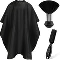 Barber Cape Neck Duster Brush Set Waterproof Haircut Accessories Black Nylon