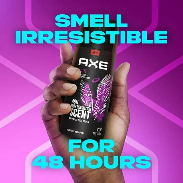 Axe Excite Deodorant Body Spray for Men 12-Pack - Long-Lasting Fresh Scent
