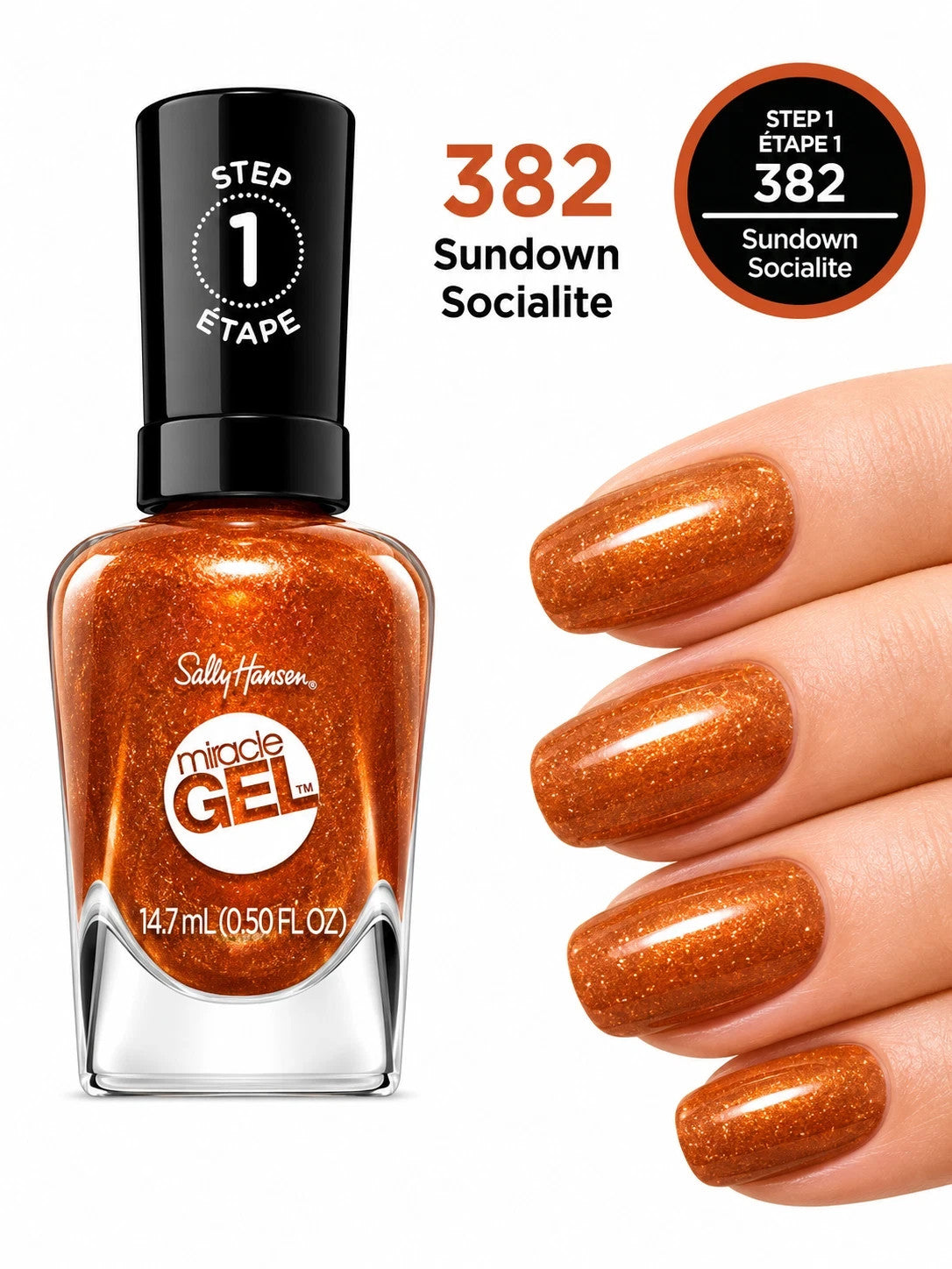 Sally Hansen Miracle Gel Nail Polish Step 1 Sundown Socialite 0.5 oz - Shimmer & Shine