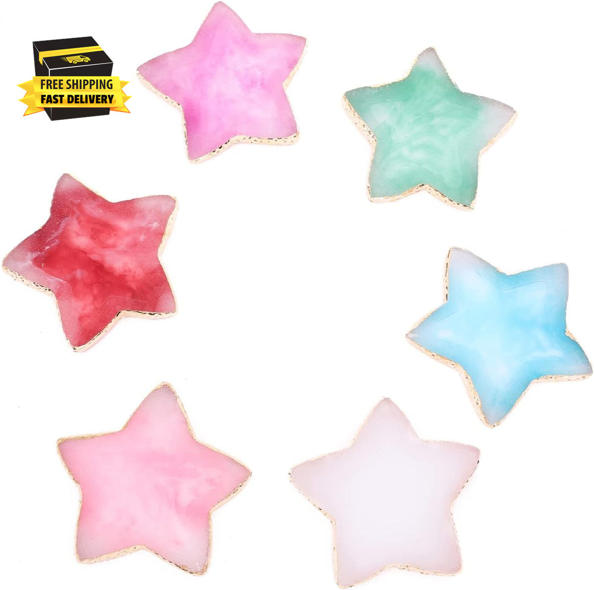 Star-Shaped Nail Art Palette with Golden Edges - Mixing & Color Blending