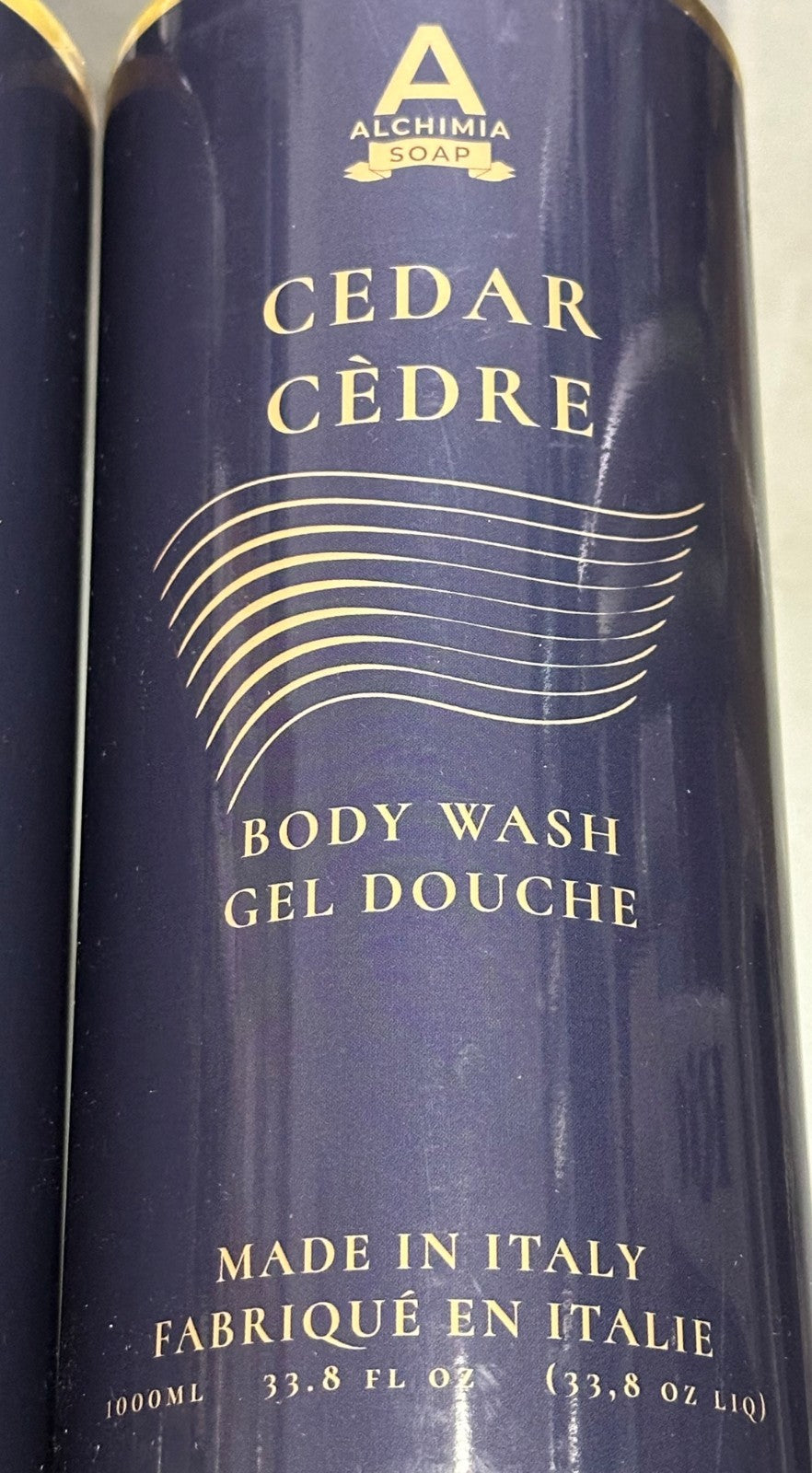 Natural Cedar Body Wash 1000ml - Soothing Shower Gel Made in Italy (2-Pack)