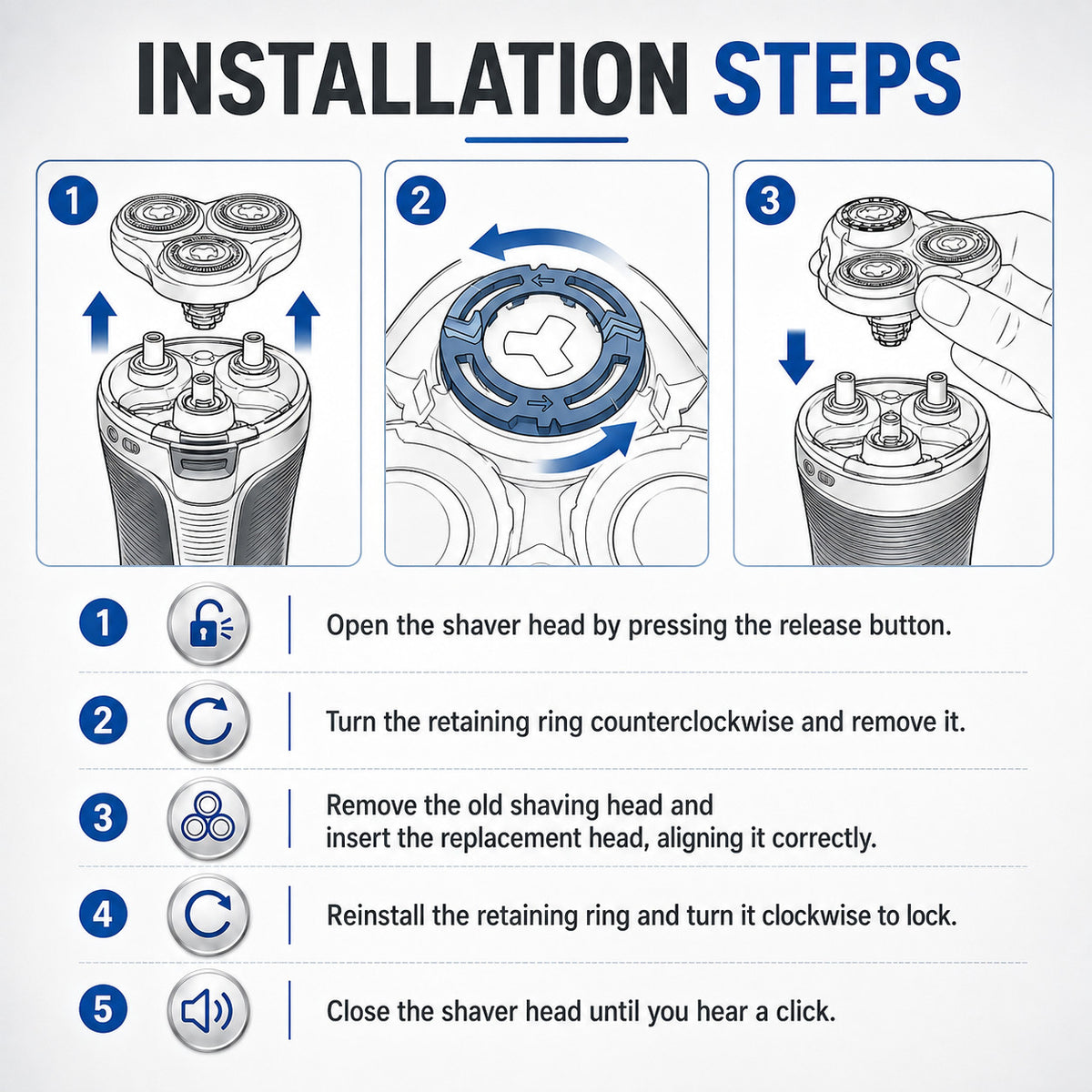 6-Pack SH50 Replacement Shaver Heads for Philips Norelco Series 5000