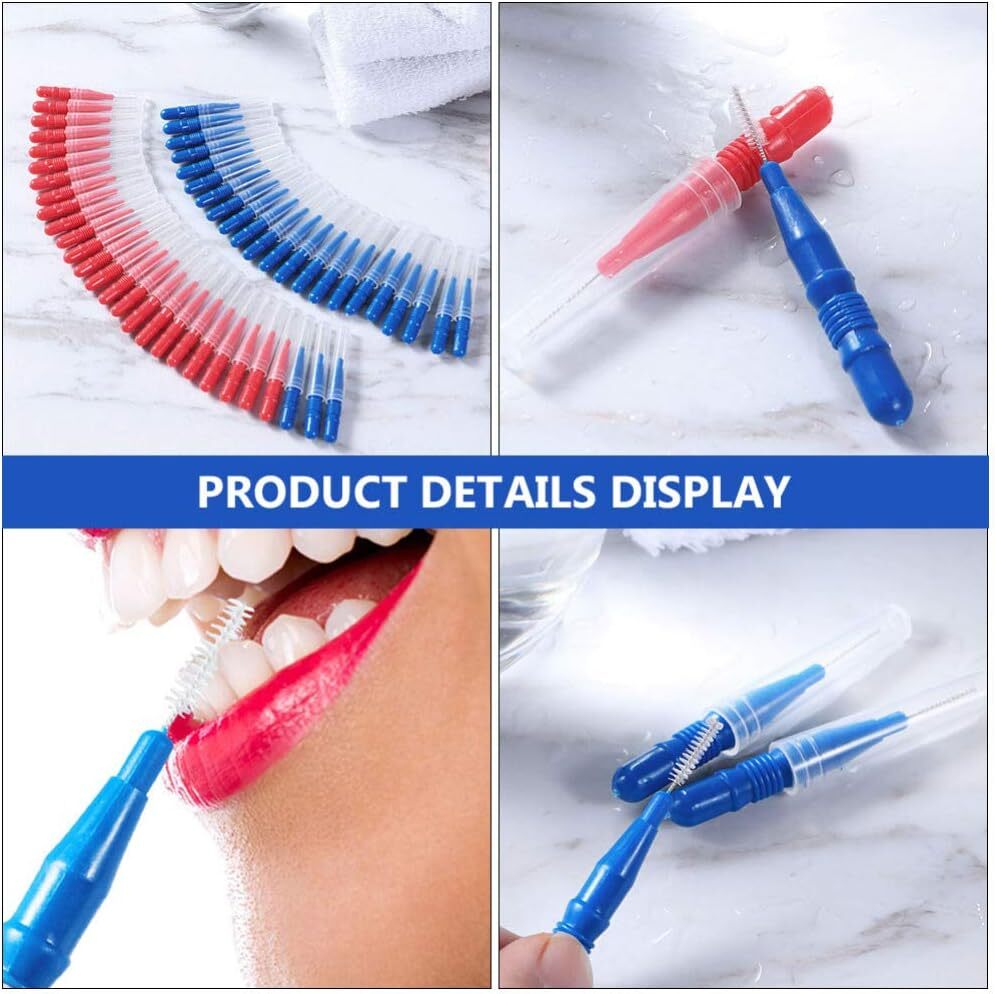 50 Pack Dental Interdental Floss Brush Picks for Teeth Cleaning
