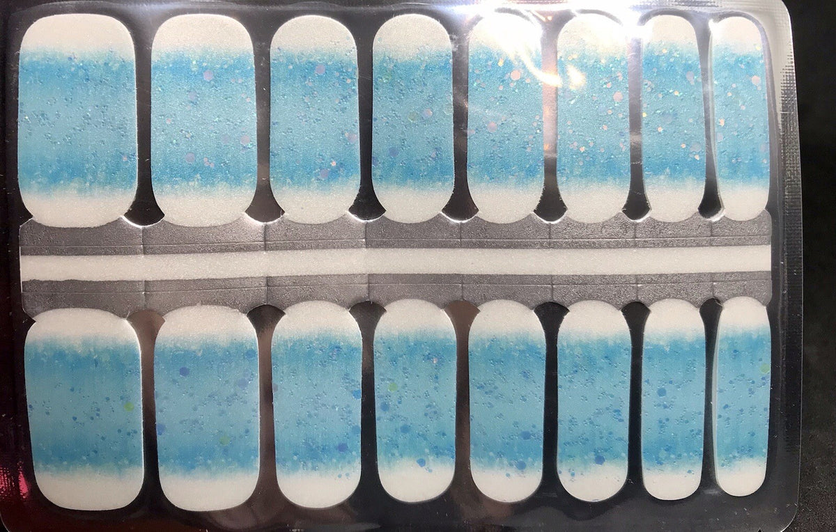 Color Nail Polish Strips Ocean Tips - 16 Count, Easy Nail Art