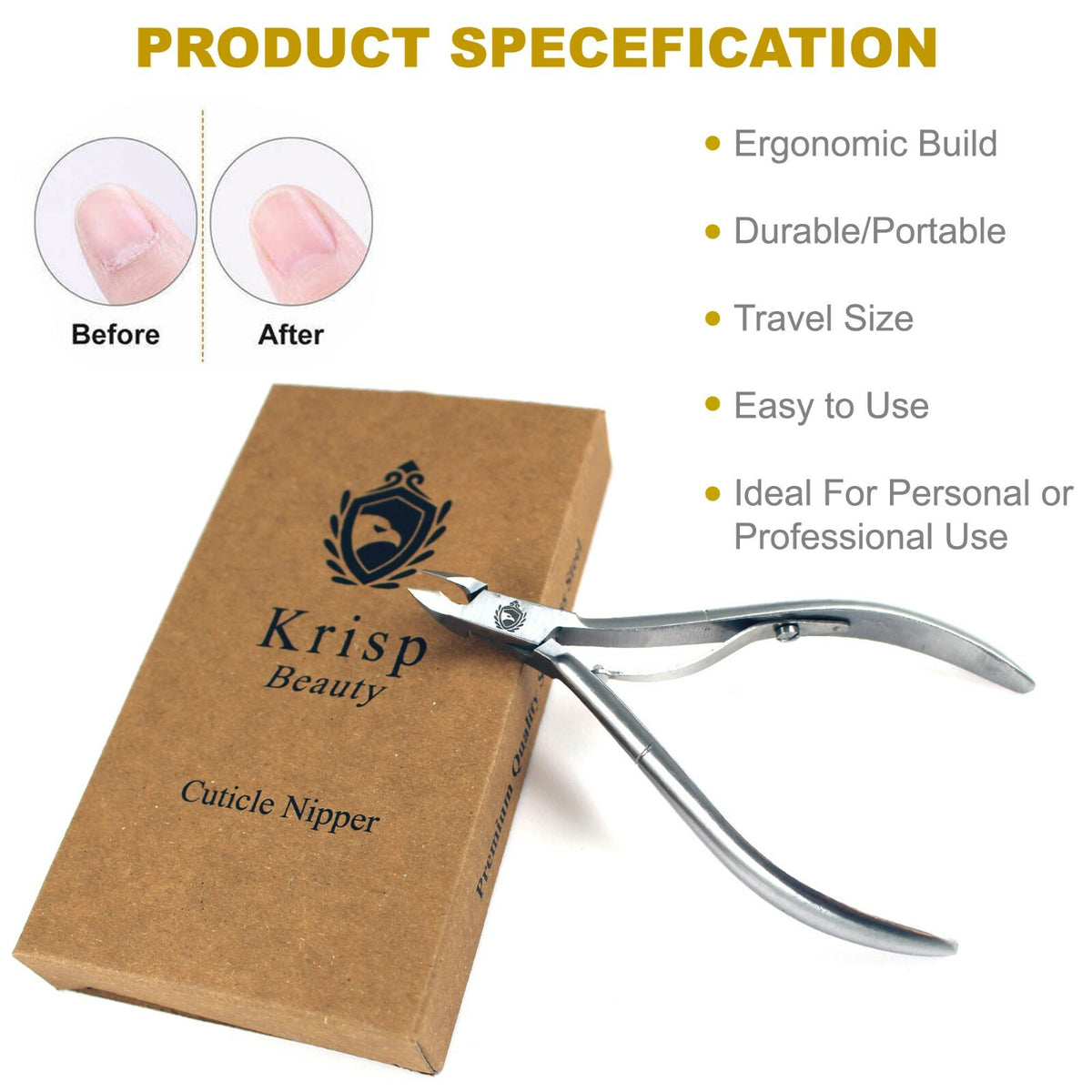 Stainless Steel Cuticle Nipper & Ingrown Toenail Lifter - 2 Pack Nail Care Tools