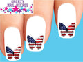 Water Slide Nail Decals Set of 20 4th of July Flag Butterfly for Nail Art