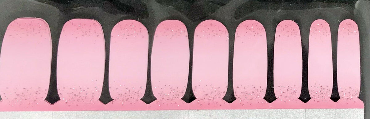 Pink Glitter Nail Polish Strips 18ct. Fairy Theme Nail Wraps with Glitter Tips