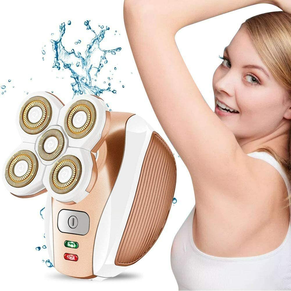 Cordless Waterproof 4D Painless Hair Remover & Epilator with USB Rechargeable Trimmer