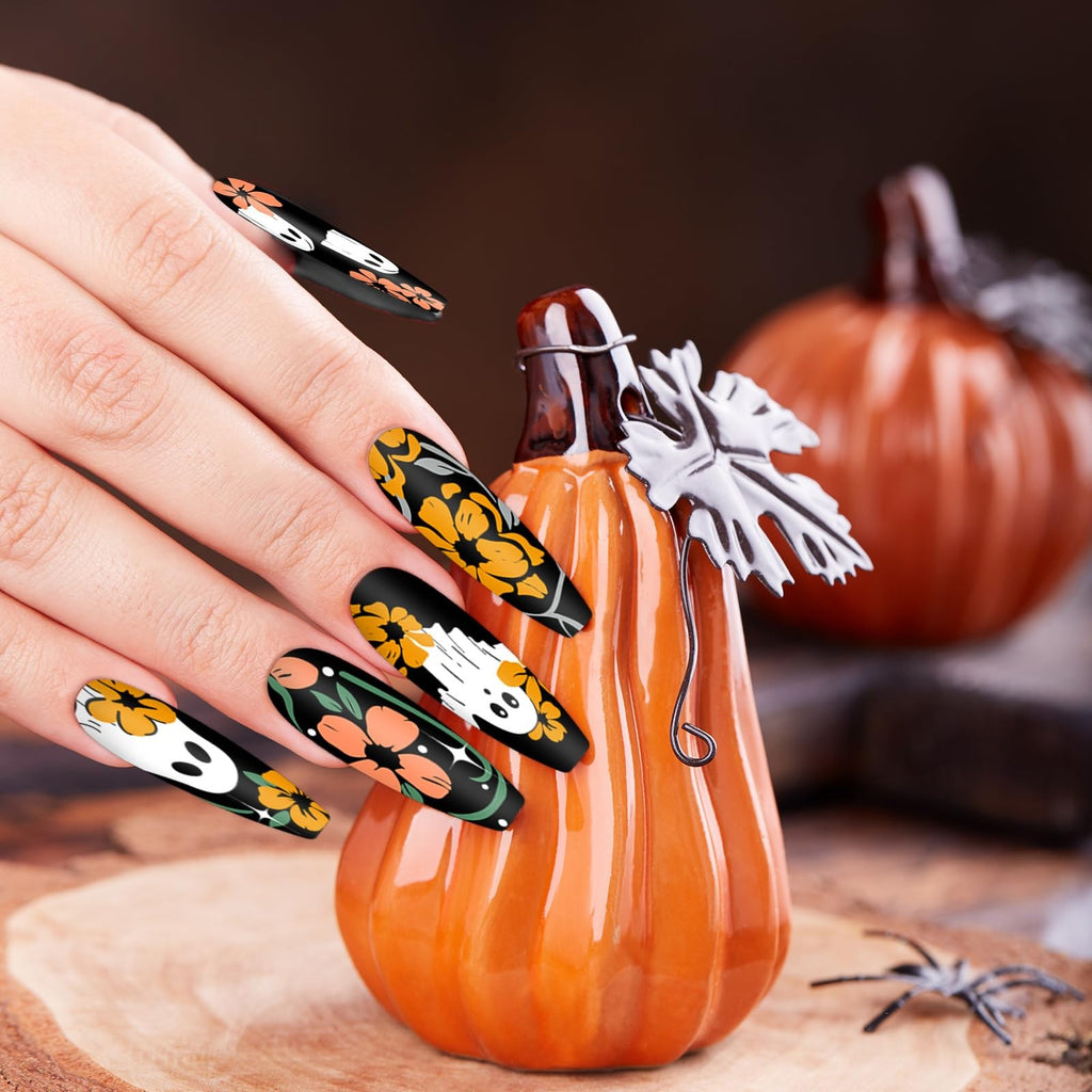 Halloween Nail Art Stamping Plates Set Ghost Pumpkin Designs - 4 Pcs