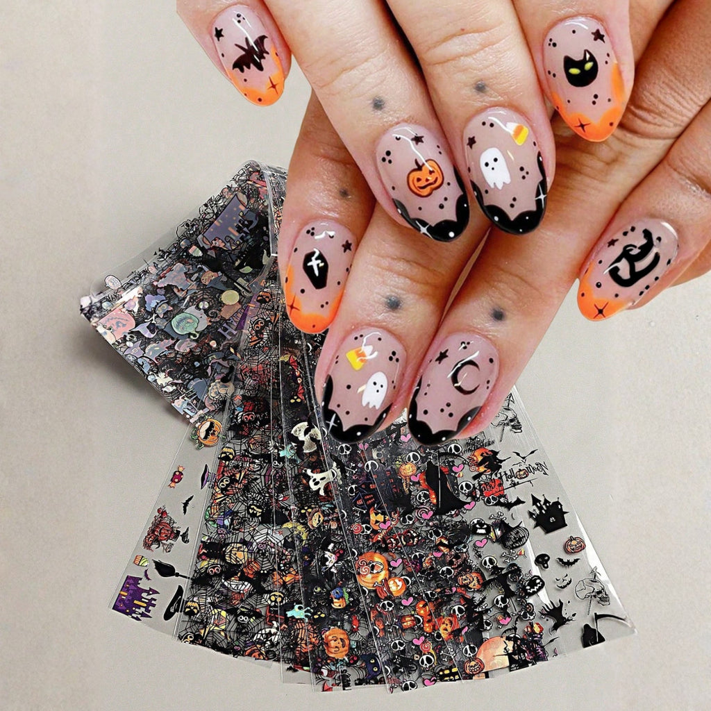 Halloween Nail Art Stickers Ghost Pumpkin Bat 3D Self-Adhesive Decals