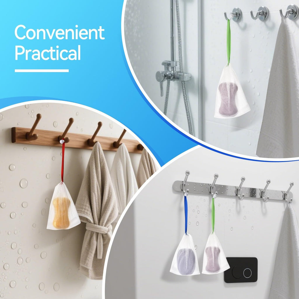 Mesh Soap Saver Bags 10 Pack Exfoliating Foam Net for Shower & Bath