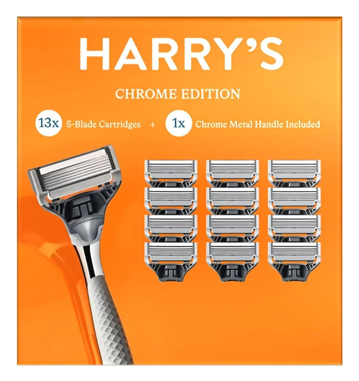 Men's Chrome Razor Set with 13 Blades & Precision Trimmer - Waterproof & Ergonomic