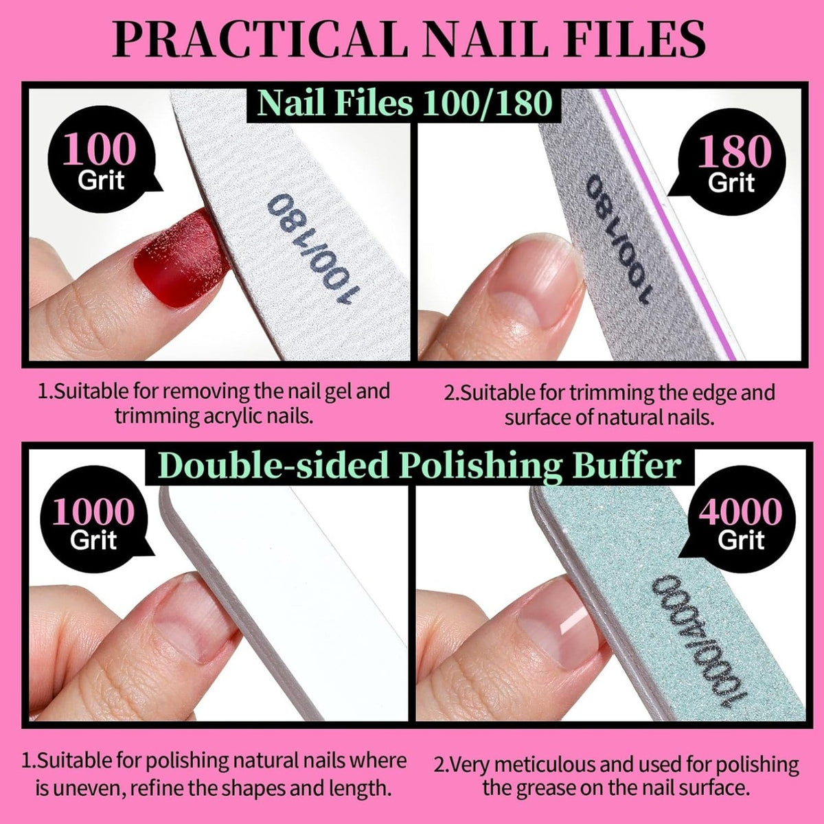 Professional Nail Care Kit with Files Buffer Cuticle Nippers & Tools