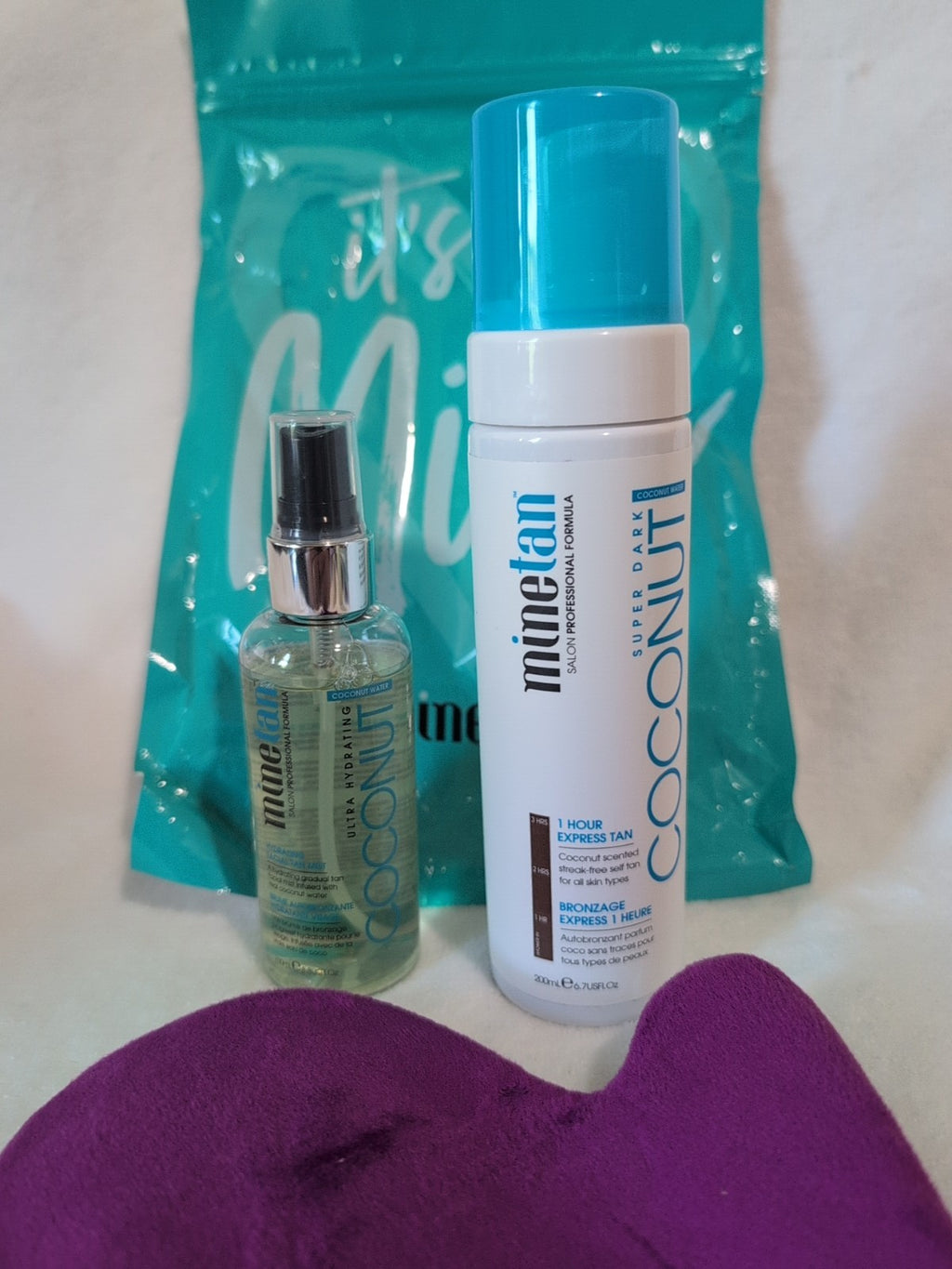 MineTan Coconut Super Dark 1 Hour Express Self Tanning Foam Set with Mist & Mitt