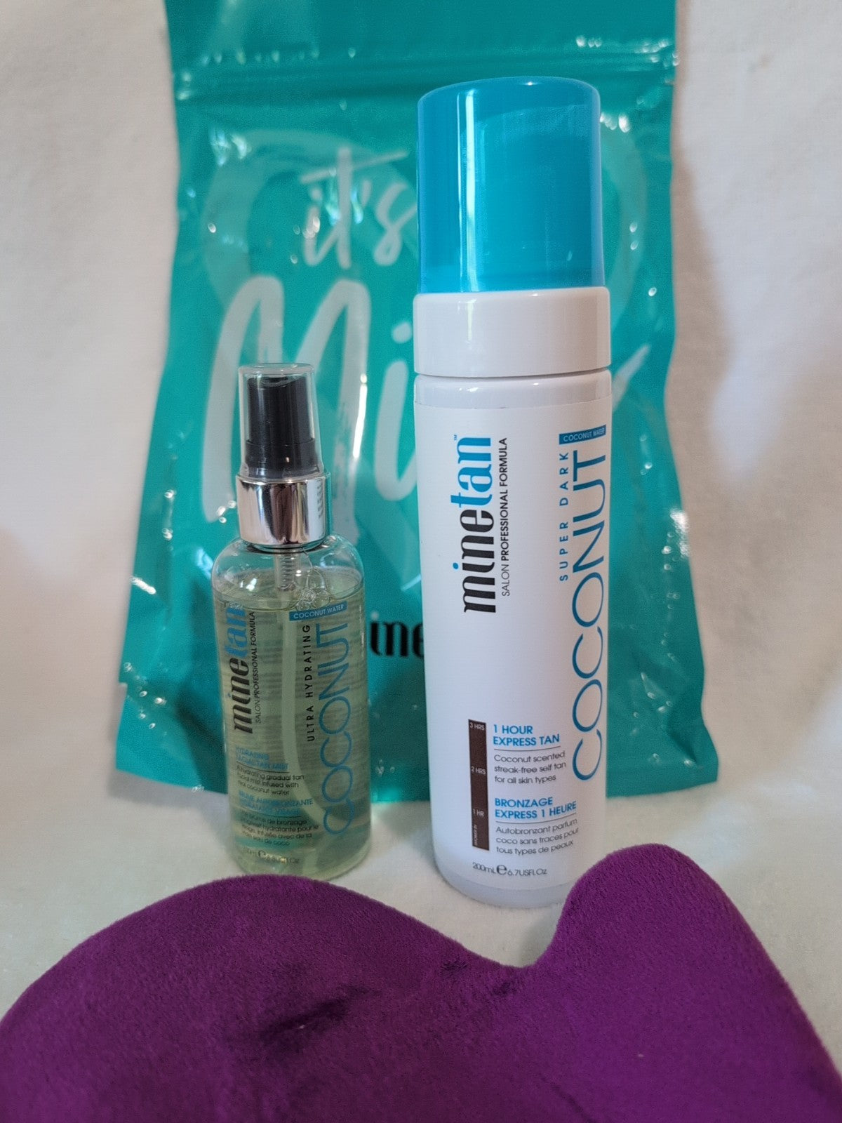 MineTan Coconut Super Dark 1 Hour Express Self Tanning Foam Set with Mist & Mitt