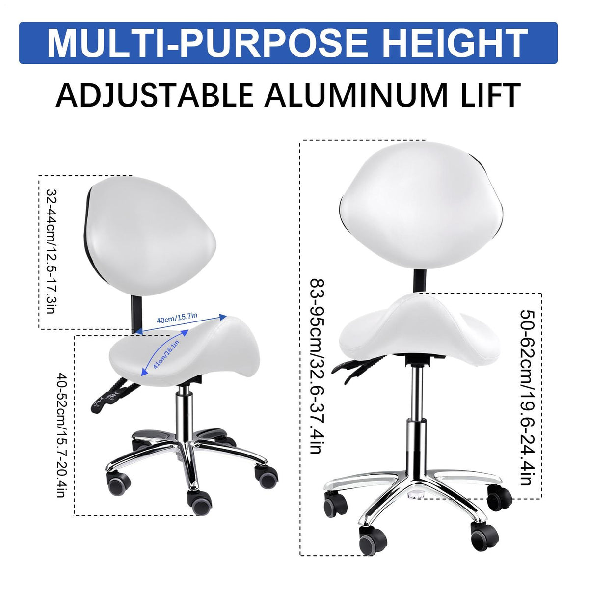 Adjustable Hydraulic Saddle Stool Chair for Salon Spa Tattoo Studio