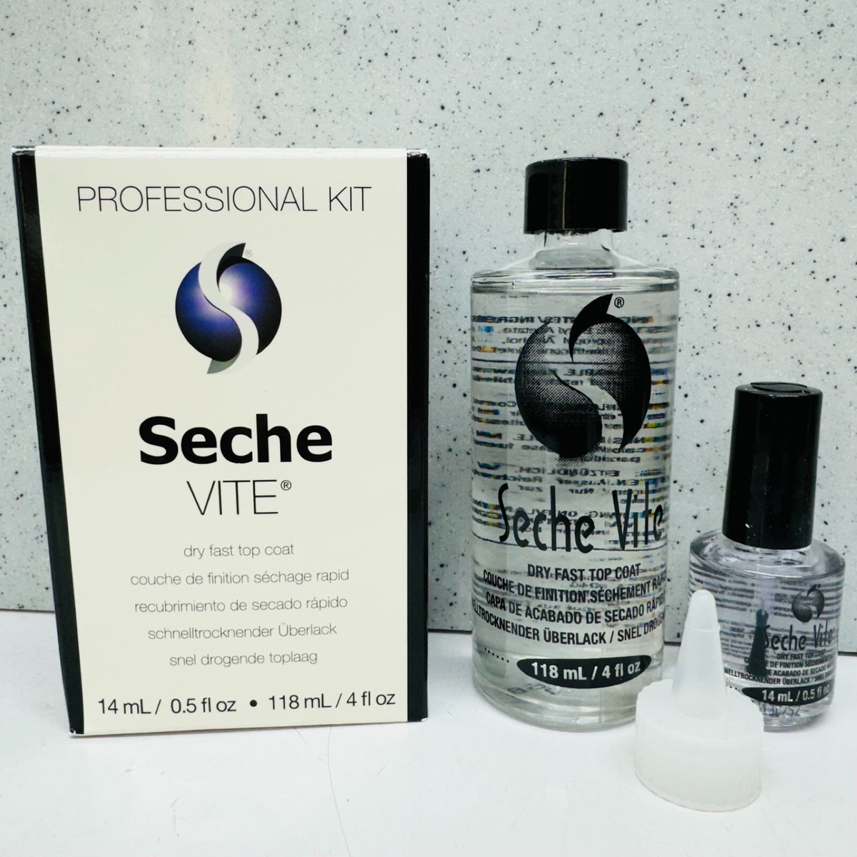 Professional Nail Top Coat Refill Kit - Dries Fast, Non-Yellowing, 4oz + 0.5oz