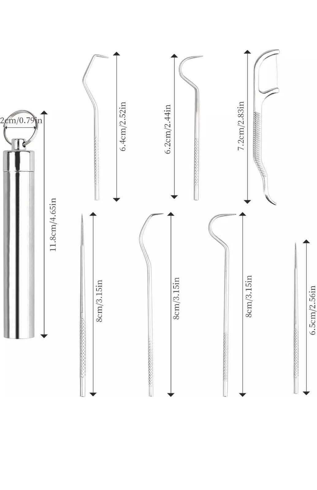 7PCS Reusable Metal Toothpick Set with Storage Tube - Stainless Steel Oral Care