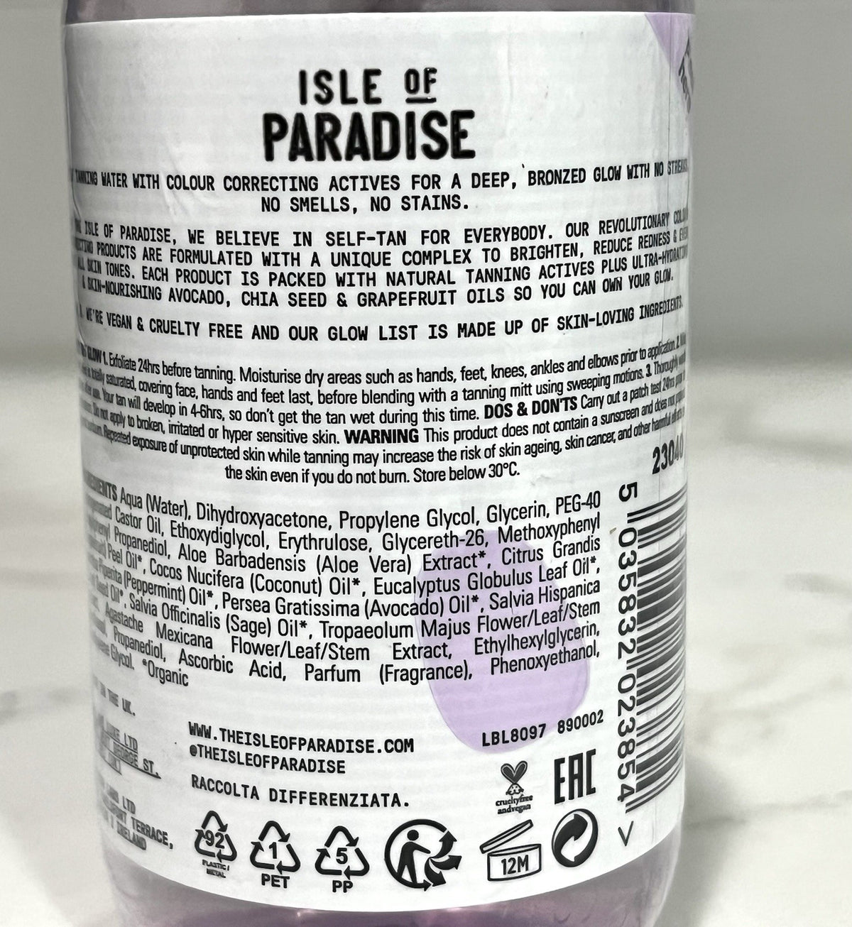 Self Tanning Water Dark Formula - Isle Of Paradise, 6.67 oz / 200 ml