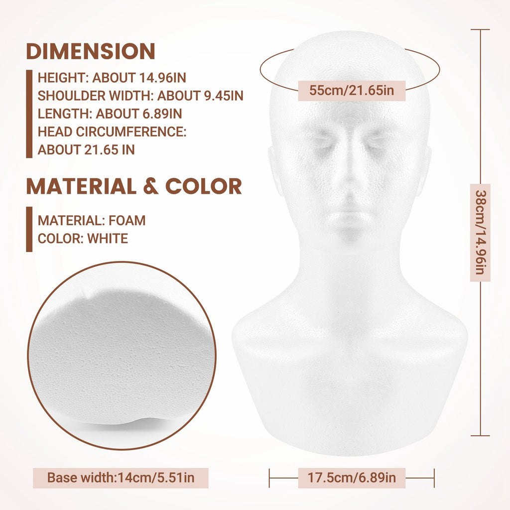 Male Foam Display Mannequin Head for Wigs Hats Jewelry Stand Model P3I46517