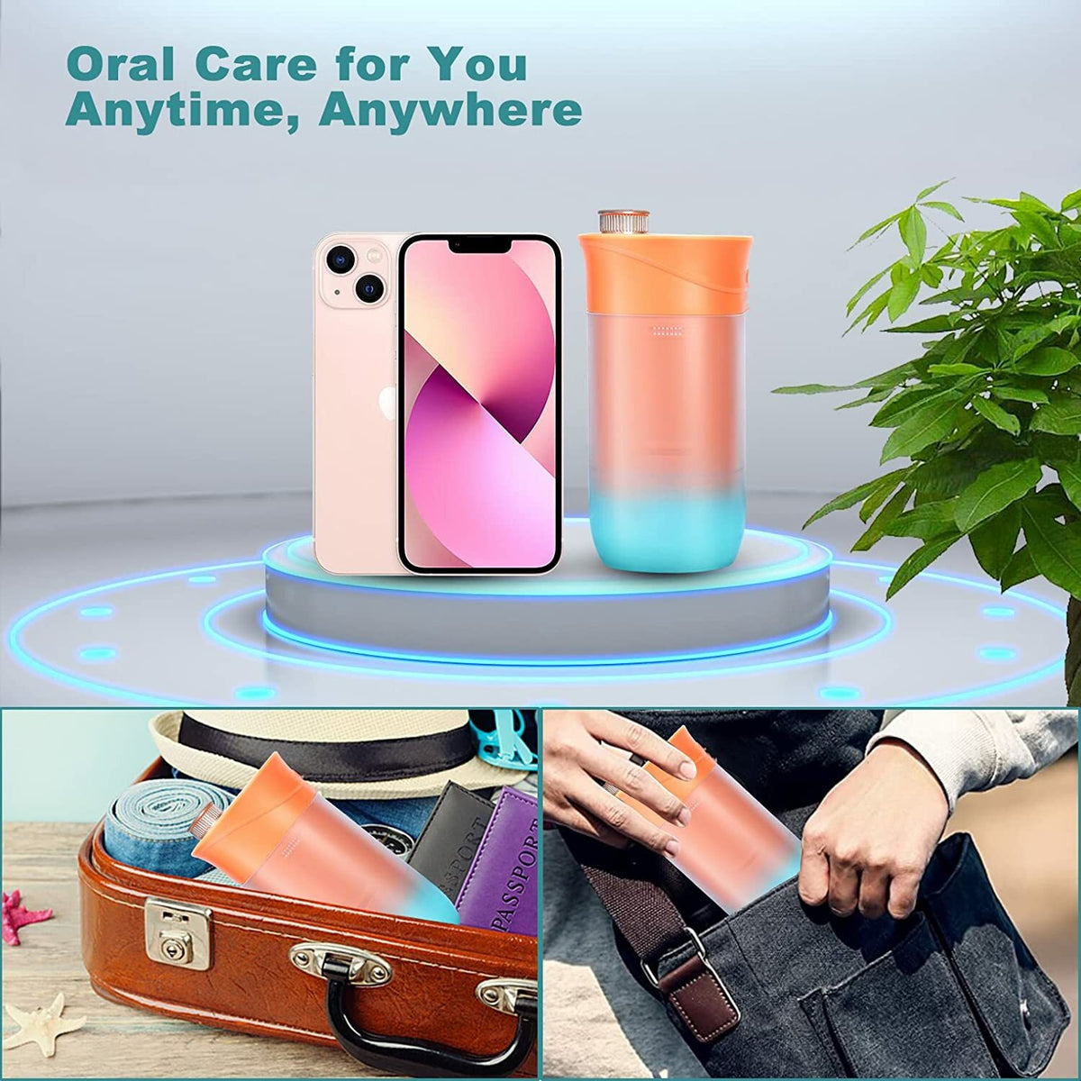 Cordless Water Dental Flosser for Travel Rechargeable Oral Irrigator