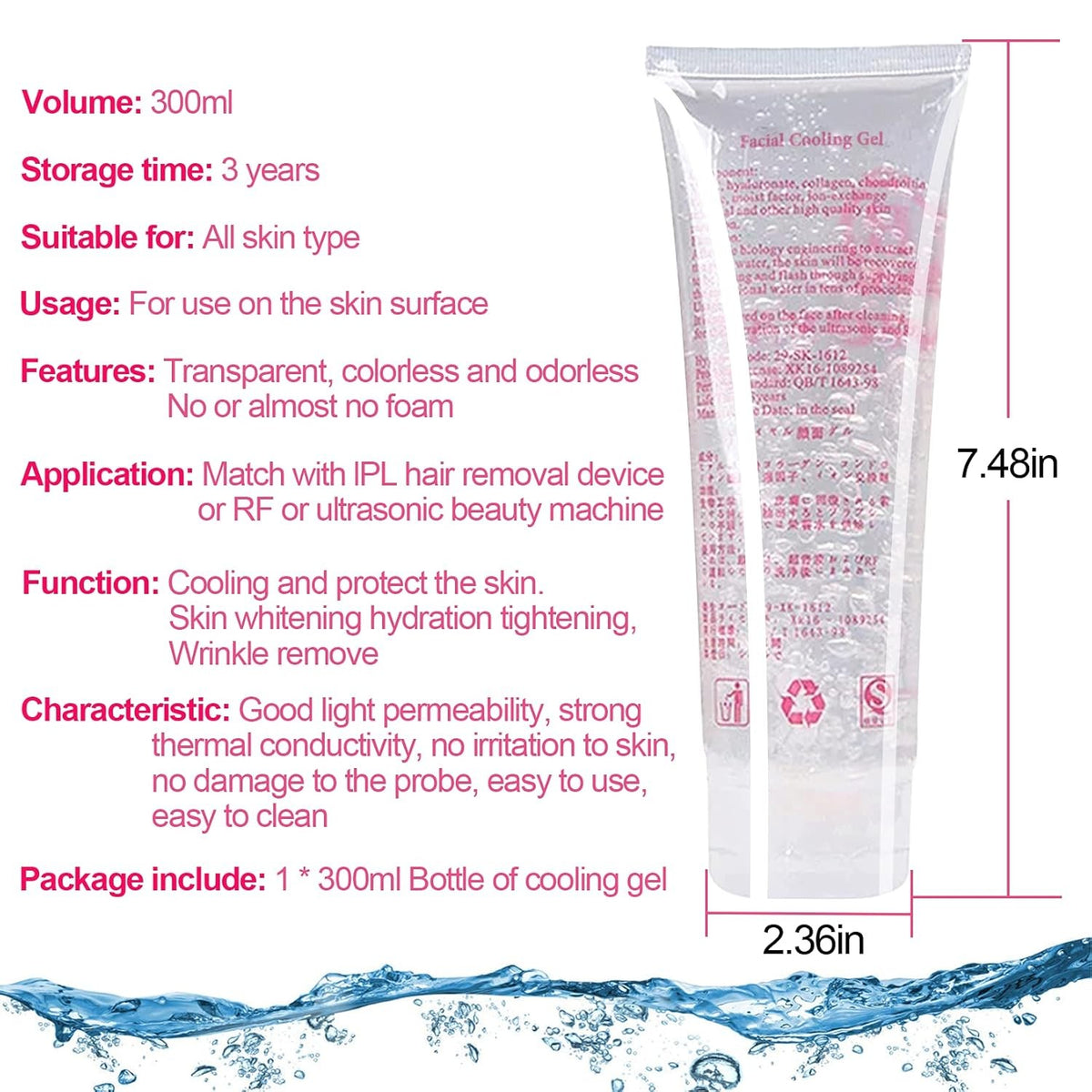 300ML Cooling Gel for Laser Hair Removal & Radio Frequency Skin Care
