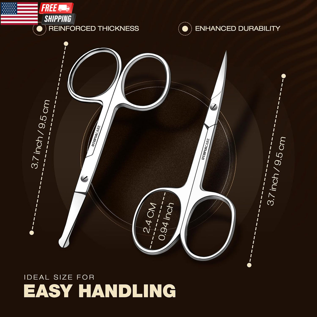 Eyebrow Scissors Set - Stainless Steel Facial & Grooming Shears for Men & Women
