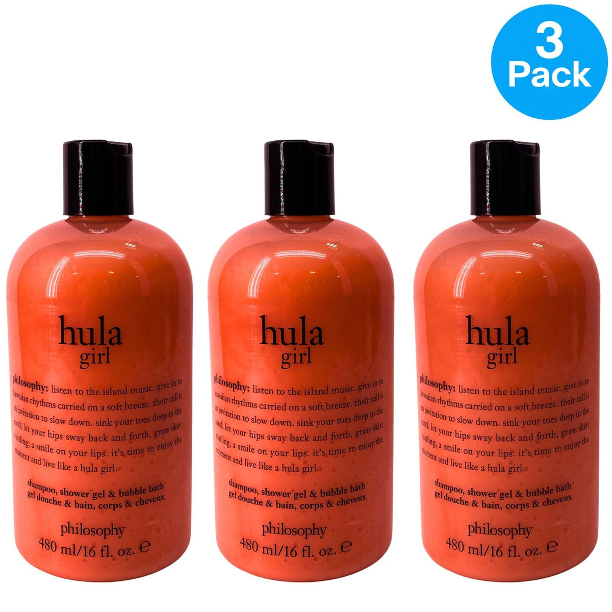 Philosophy Hula Girl 3-in-1 Shower Gel & Bubble Bath Set - Tropical Fragrance, 48 oz