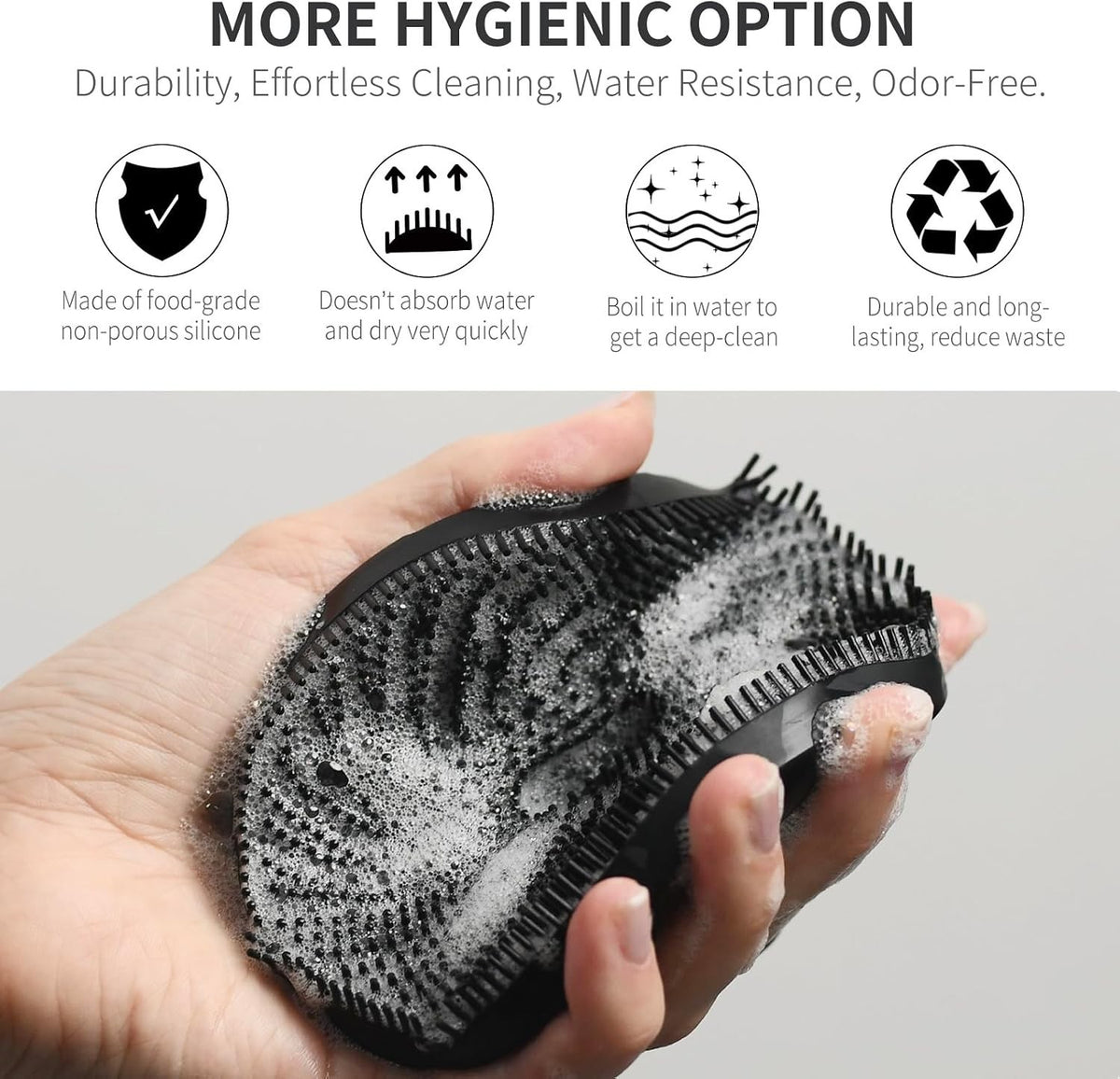 Silicone Body Scrubber for Gentle Exfoliation & Hygiene - Non-Porous, Reusable