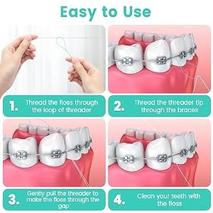 Dental Floss Threader Set for Bridges & Braces - 400 Count with Travel Cases