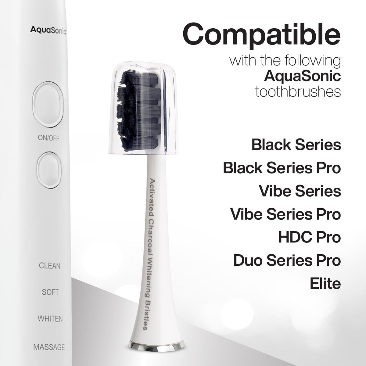 Activated Charcoal Toothbrush Heads 2-Pack for Oral Care - White