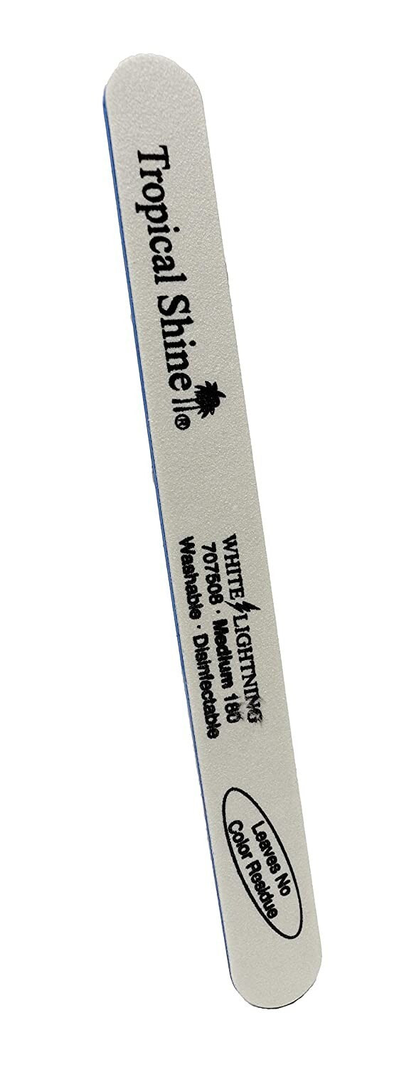 Tropical Shine White Lightning Nail File 180/180 10 Pcs Medium Grit Professional Nail Buffers