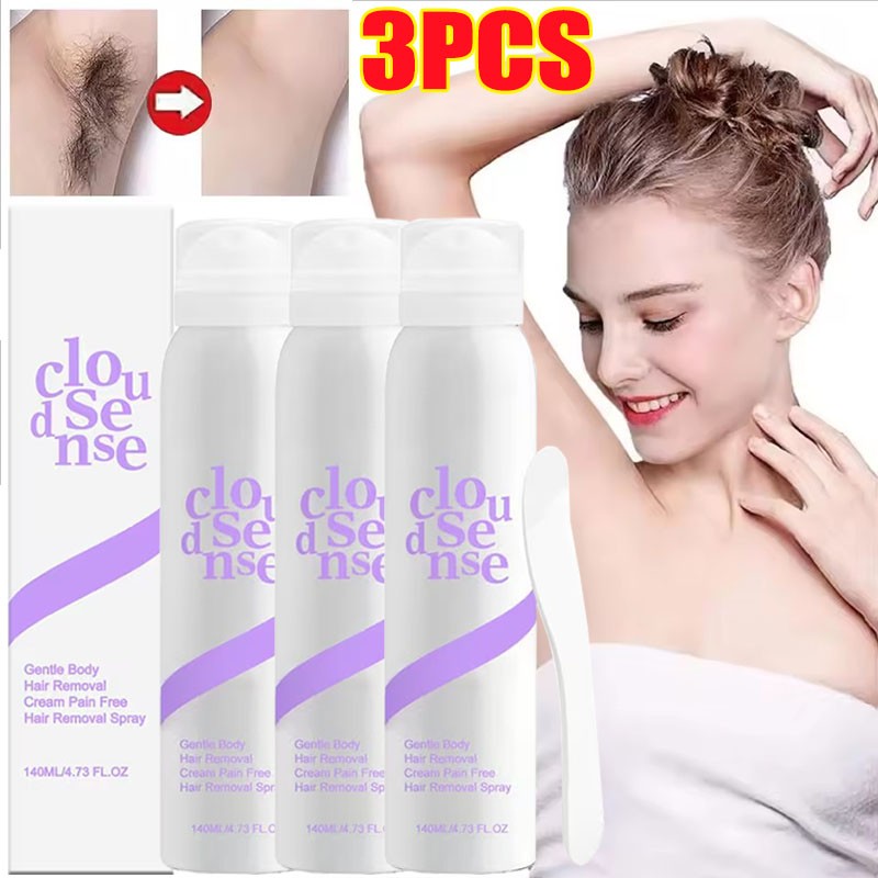 Gentle Hair Removal Foam Spray with Aloe & Hyaluronic Acid - 3X Pack