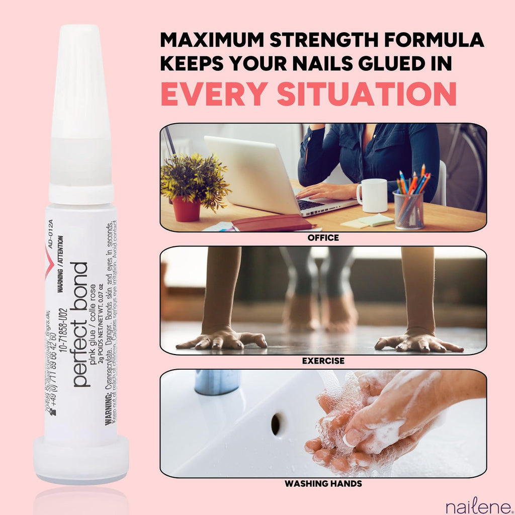 Super Strong Nail Glue - Clear, Quick Dry, 2 Tubes for Natural & Artificial Nails